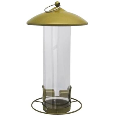 Dehner Natura Premium kolumna na karmę jadeitową, kolumna do karmy dla ptaków/kulek sikorkowych, karmnik z otworem odpływowym, ok. Ø 16, wysokość 30 cm, metal, złoty Dehner Natura Premium kolumna na karmę jadeitową, kolumna do karmy dla ptaków/kulek sikorkowych, karmnik z otworem odpływowym, ok. Ø 16, wysokość 30 cm, metal, złoty