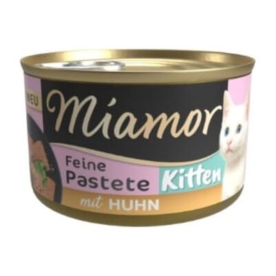 Miamor Pasztet Kitten mokra karma dla dorastających kotów z naturalną tauryną. Kompletna karma bez zbóż w puszce bez soi i sztucznych dodatków 12 x 85 g kurczaka Miamor Pasztet Kitten mokra karma dla dorastających kotów z naturalną tauryną. Kompletna karma bez zbóż w puszce bez soi i sztucznych dodatków 12 x 85 g kurczaka