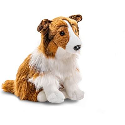 Uni-Toys Kostka z długimi włosami, siedząca twarz biało-brązowa 27 cm (wysokość) pluszowy pies, Collie, zwierzę domowe pluszowa zabawka, przytulanka Uni-Toys Kostka z długimi włosami, siedząca twarz biało-brązowa 27 cm (wysokość) pluszowy pies, Collie, zwierzę domowe pluszowa zabawka, przytulanka