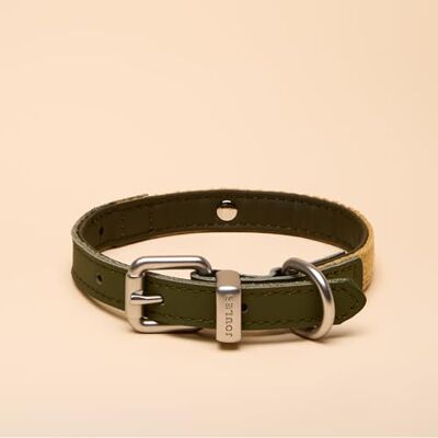 Rosewood x Joules obroża dla psa khaki, mała trwała skóra i detale z taśmy, stylowy design ze szczotkowaną metalową klamrą, wysokiej jakości akcesorium dla zwierząt domowych Rosewood x Joules obroża dla psa khaki, mała trwała skóra i detale z taśmy, stylowy design ze szczotkowaną metalową klamrą, wysokiej jakości akcesorium dla zwierząt domowych