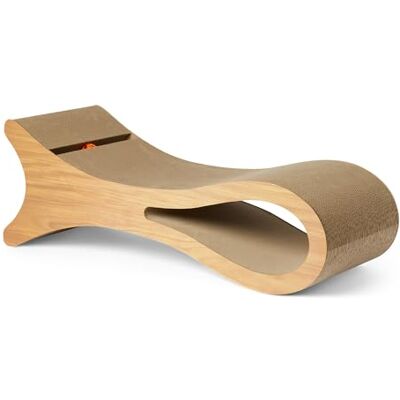 Amazon Basics Pudełko do drapania dla kota w kształcie legowiska, tekturowa mata do drapania, interaktywna piłka i kocimiętka, certyfikat FSC, 87,1cm x 30,0cm x 30,0cm, kolory drewna Amazon Basics Pudełko do drapania dla kota w kształcie legowiska, tekturowa mata do drapania, interaktywna piłka i kocimiętka, certyfikat FSC, 87,1cm x 30,0cm x 30,0cm, kolory drewna