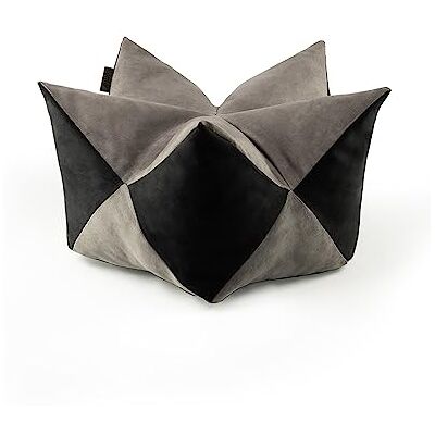 lionto Poduszka korona w stylu zamszowym dla kota i małego psa, 60x35 cm, efektowna poduszka gwiazda ze zdejmowanym pokrowcem, trwała i miękka, z regulowanym wypełnieniem, kolor szaro-czarny lionto Poduszka korona w stylu zamszowym dla kota i małego psa, 60x35 cm, efektowna poduszka gwiazda ze zdejmowanym pokrowcem, trwała i miękka, z regulowanym wypełnieniem, kolor szaro-czarny