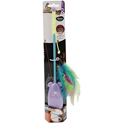 Aimé Cat Toy 2 w 1 Laser Wędka Elektroniczna/Interaktywna Zabawka Wielokolorowe Pióra/Jingle Bells Aimé Cat Toy 2 w 1 Laser Wędka Elektroniczna/Interaktywna Zabawka Wielokolorowe Pióra/Jingle Bells