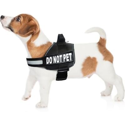 Doggie Stylz Uprząż dla psa z odpinanymi naszywkami i odblaskowym wykończeniem. W zestawie 2 odblaskowe zdejmowane naszywki DO NOT PET. Przed zakupem należy zmierzyć obwód psa Doggie Stylz Uprząż dla psa z odpinanymi naszywkami i odblaskowym wykończeniem. W zestawie 2 odblaskowe zdejmowane naszywki DO NOT PET. Przed zakupem należy zmierzyć obwód psa