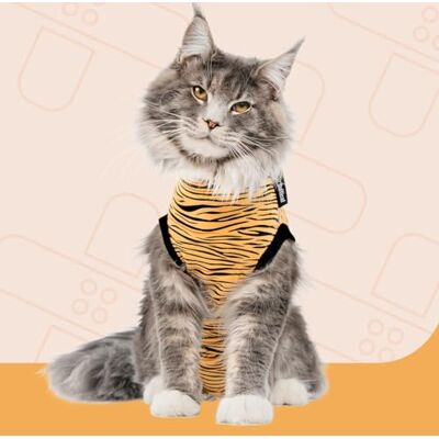 Suitical Recovery Suit for Cats – Tiger Print. Post Operative cat Cone Alternative. (Small (Neck to Tail: 16.9-20.1" / 43-51 cm), Tiger Print) Suitical Recovery Suit for Cats – Tiger Print. Post Operative cat Cone Alternative. (Small (Neck to Tail: 16.9-20.1" / 43-51 cm), Tiger Print)