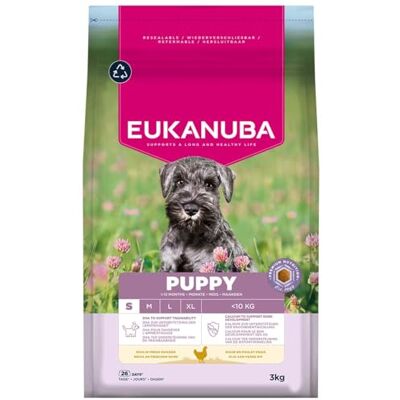 Eukanuba Świeży karma dla szczeniąt z kurczaka dla małych ras, sucha karma premium dla młodszych psów, 3 kg Eukanuba Świeży karma dla szczeniąt z kurczaka dla małych ras, sucha karma premium dla młodszych psów, 3 kg