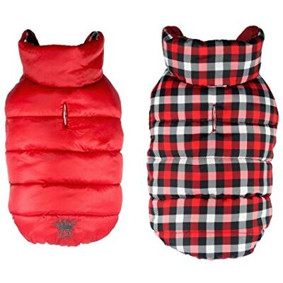 Hip Doggie HD-5GHRD-M Gingham odwracalna kurtka dla psa Vest Red M Hip Doggie HD-5GHRD-M Gingham odwracalna kurtka dla psa Vest Red M