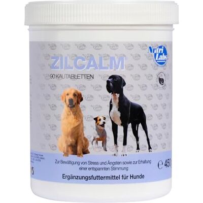 NutriLabs Zilcalm Tabletki uspokajające dla psów 90 szt. z białkiem mleka, ashwagandhą, probiotykami, tryptofanem L itp. produkty uspokajające dla psów suplement diety dla psów NutriLabs Zilcalm Tabletki uspokajające dla psów 90 szt. z białkiem mleka, ashwagandhą, probiotykami, tryptofanem L itp. produkty uspokajające dla psów suplement diety dla psów