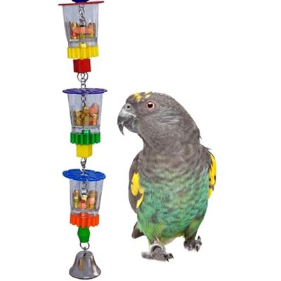 Super SB632 Zabawka dla ptaków z przezroczystymi akrylowymi kubkami i dzwonkiem, średni do dużego rozmiaru, 45 cm x 6 cm Super SB632 Zabawka dla ptaków z przezroczystymi akrylowymi kubkami i dzwonkiem, średni do dużego rozmiaru, 45 cm x 6 cm