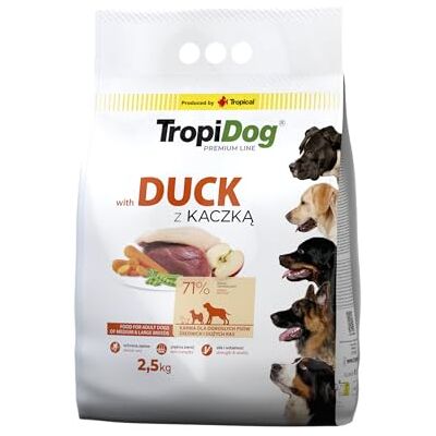 Tropidog Sucha karma dla psa premium z kaczką i ryżem dla dorosłych średnich i dużych ras 2,5kg Tropidog Sucha karma dla psa premium z kaczką i ryżem dla dorosłych średnich i dużych ras 2,5kg