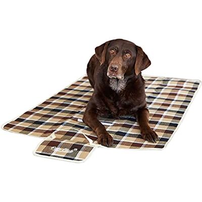 Pets Club Koc ochronny dla psa, 70 x 120 cm, dla psa, do bagażnika, na tylną kanapę (w kratkę, brązowy) Pets Club Koc ochronny dla psa, 70 x 120 cm, dla psa, do bagażnika, na tylną kanapę (w kratkę, brązowy)