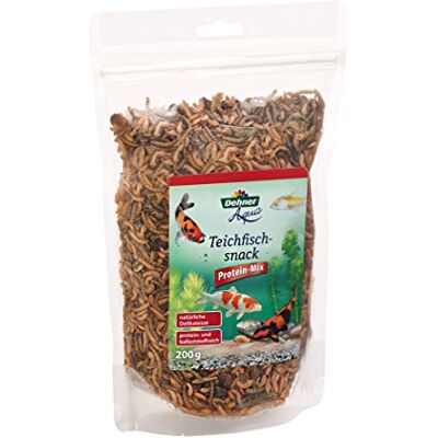 Dehner Aqua przekąska dla ryb stawowych, karma dla ryb, mieszanka białek, jedwabników/mączniaków/gammarus/koniki polne, 200 g Dehner Aqua przekąska dla ryb stawowych, karma dla ryb, mieszanka białek, jedwabników/mączniaków/gammarus/koniki polne, 200 g