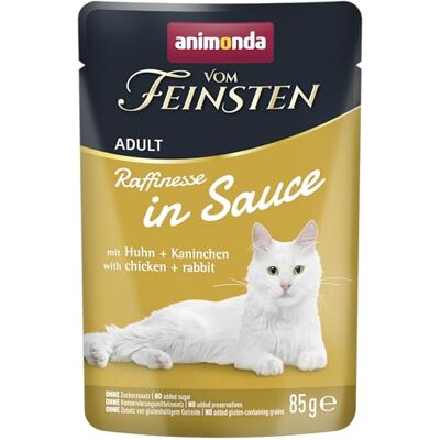 Animonda Adult Rffinesse karma dla kotów w sosie z kurczakiem i królikiem (24 x 85 g), mokra karma z tauryną i witaminą D3, bez dodatku cukru i konserwantów Animonda Adult Rffinesse karma dla kotów w sosie z kurczakiem i królikiem (24 x 85 g), mokra karma z tauryną i witaminą D3, bez dodatku cukru i konserwantów