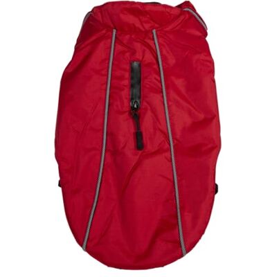 JACK AND VANILLA , Elegancki płaszcz dla małego psa, ochrona przed zimnem i warunkami atmosferycznymi, trwała tkanina, zamek błyskawiczny, paski odblaskowe, rozmiar 35 cm, kolor czerwony, model JACK AND VANILLA , Elegancki płaszcz dla małego psa, ochrona przed zimnem i warunkami atmosferycznymi, trwała tkanina, zamek błyskawiczny, paski odblaskowe, rozmiar 35 cm, kolor czerwony, model