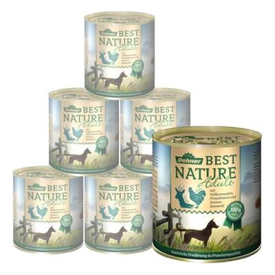 Dehner Best Nature karma dla psów, mokra karma bez zbóż, dla dorosłych psów, dziczyzna, kurczak, makaron, 6 x 800 g puszka (4,8 kg) Dehner Best Nature karma dla psów, mokra karma bez zbóż, dla dorosłych psów, dziczyzna, kurczak, makaron, 6 x 800 g puszka (4,8 kg)
