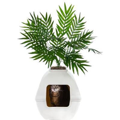 Good Pet Stuff , Ukryta kuweta na podwórko, sztuczne rośliny i zamknięta kwadratowa skrzynka na rośliny dla kotów, wentylowana i filtrująca zapachowa, łatwa do czyszczenia, biała brzoza Good Pet Stuff , Ukryta kuweta na podwórko, sztuczne rośliny i zamknięta kwadratowa skrzynka na rośliny dla kotów, wentylowana i filtrująca zapachowa, łatwa do czyszczenia, biała brzoza