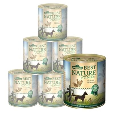 Dehner Best Nature karma dla psów, mokra karma bez zbóż, dla dorosłych psów, kurczaków, królików, makaronu, 6 x 800 g puszka (4,8 kg) Dehner Best Nature karma dla psów, mokra karma bez zbóż, dla dorosłych psów, kurczaków, królików, makaronu, 6 x 800 g puszka (4,8 kg)