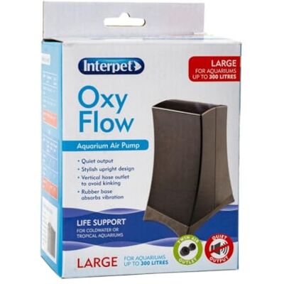 90159 Interpet Oxy Flow Pompa powietrza, do akwariów, cicha wydajność, kompaktowa konstrukcja, antywibracyjna gumowa podstawa, duża, do akwariów o pojemności do 300 litrów 90159 Interpet Oxy Flow Pompa powietrza, do akwariów, cicha wydajność, kompaktowa konstrukcja, antywibracyjna gumowa podstawa, duża, do akwariów o pojemności do 300 litrów