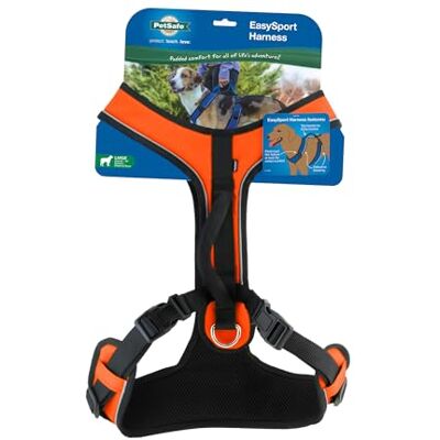 PetSafe Uprząż EasySport, regulowana, wyściełana uprząż dla psa z uchwytem sterującym i odblaskową lamówką, od twórców uprzęży Easy Walk, pomarańczowa, L PetSafe Uprząż EasySport, regulowana, wyściełana uprząż dla psa z uchwytem sterującym i odblaskową lamówką, od twórców uprzęży Easy Walk, pomarańczowa, L