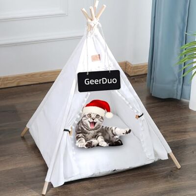 GeerDuo Legowisko dla psa tipi i kota – przenośne namioty i domy dla psa (szczeniaka) i kota (białe) GeerDuo Legowisko dla psa tipi i kota – przenośne namioty i domy dla psa (szczeniaka) i kota (białe)