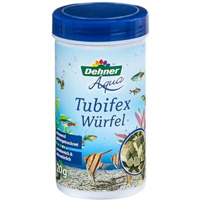 Dehner Aqua karma dla ryb, przekąska dla ryb, bogata w białko/100% naturalna, kostki Tubifex z robaków potokowych dla ryb ozdobnych, 20 g Dehner Aqua karma dla ryb, przekąska dla ryb, bogata w białko/100% naturalna, kostki Tubifex z robaków potokowych dla ryb ozdobnych, 20 g