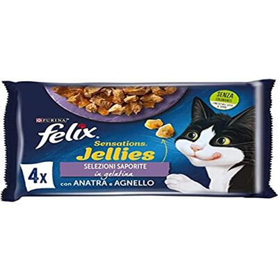 Felix Sensations Jellies mokra karma dla dorosłych kotów z kaczką i jagnięciną smakową galaretką ze szpinakiem i dziką dziką 48 worków 85 g Felix Sensations Jellies mokra karma dla dorosłych kotów z kaczką i jagnięciną smakową galaretką ze szpinakiem i dziką dziką 48 worków 85 g