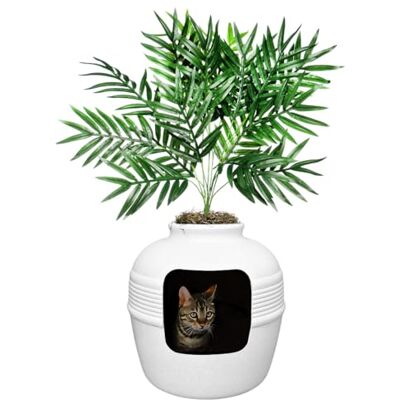 Good Pet Stuff , Oryginalna ukryta kuweta, sztuczne rośliny i zamknięta skrzynka na rośliny dla kotów, wentylowana i bezzapachowa filtr, łatwa do czyszczenia, biała brzoza Good Pet Stuff , Oryginalna ukryta kuweta, sztuczne rośliny i zamknięta skrzynka na rośliny dla kotów, wentylowana i bezzapachowa filtr, łatwa do czyszczenia, biała brzoza