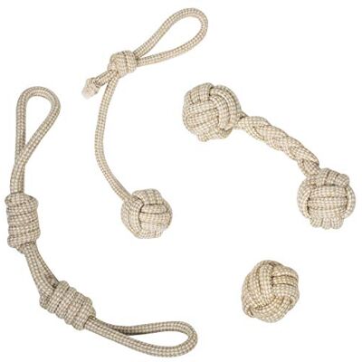 Franklin Sports Franklin Pet Supply Natural Dog Lina Zestaw 4 sztuk Konopi Graj w raportowanie Tug of War Ząbkowanie dla psów Szczeniak do żucia Franklin Sports Franklin Pet Supply Natural Dog Lina Zestaw 4 sztuk Konopi Graj w raportowanie Tug of War Ząbkowanie dla psów Szczeniak do żucia