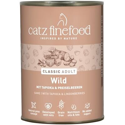 catz finefood N° 9 Wild delikatesowa karma dla kotów mokra, rafinowana z ziemniakami i żurawiną, 6 x 400 g puszki catz finefood N° 9 Wild delikatesowa karma dla kotów mokra, rafinowana z ziemniakami i żurawiną, 6 x 400 g puszki