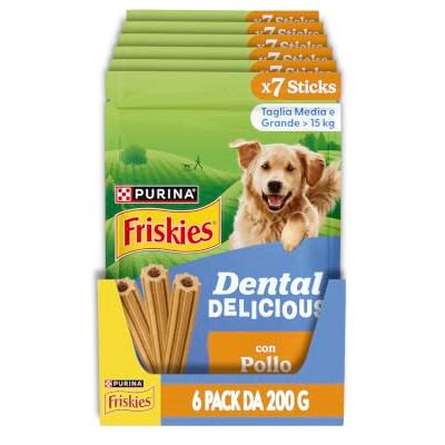 Friskies Purina Dental Delicious Snack Pies Kurczak, 6 opakowań 200 g Friskies Purina Dental Delicious Snack Pies Kurczak, 6 opakowań 200 g
