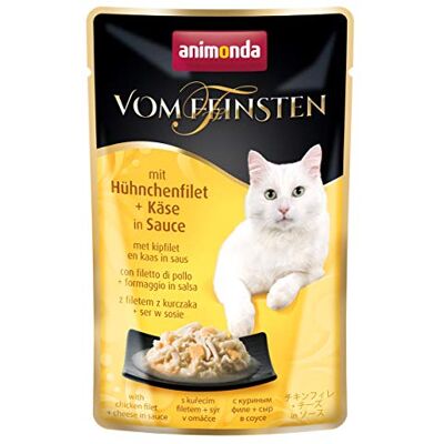 Animonda Karma dla dorosłych kotów, mokra karma dla dorosłych kotów, z filetem z kurczaka + serem, w świeżej torebce, 18 x 50 g Animonda Karma dla dorosłych kotów, mokra karma dla dorosłych kotów, z filetem z kurczaka + serem, w świeżej torebce, 18 x 50 g