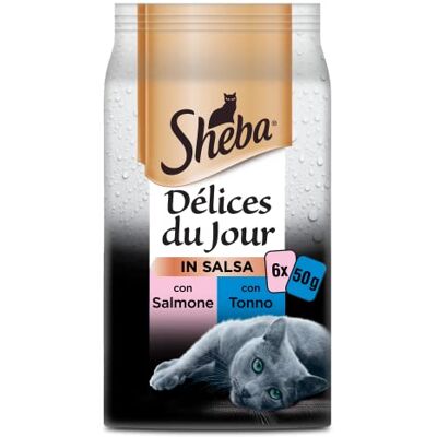 Sheba mokra karma dla kotów z łososiem, tuńczykiem, pstrągiem w sosie 6 x 50 g Sheba mokra karma dla kotów z łososiem, tuńczykiem, pstrągiem w sosie 6 x 50 g