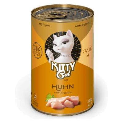 KITTY Cat Paté kurczak, 6 x 400 g, mokra karma dla kotów, bezzbożowa karma dla kotów z tauryną, olejem łososiowym i małżem zielonowargowym, pełnoporcjowa pasza o dużej zawartości mięsa, Made in KITTY Cat Paté kurczak, 6 x 400 g, mokra karma dla kotów, bezzbożowa karma dla kotów z tauryną, olejem łososiowym i małżem zielonowargowym, pełnoporcjowa pasza o dużej zawartości mięsa, Made in