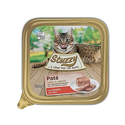 Stuzzy Mister, Mokra karma dla dorosłych kotów, Smak wołowy, linia pasztet i mięso w kawałkach łącznie 3,2 kg (32 garnki x 100 gr) Stuzzy Mister, Mokra karma dla dorosłych kotów, Smak wołowy, linia pasztet i mięso w kawałkach łącznie 3,2 kg (32 garnki x 100 gr)