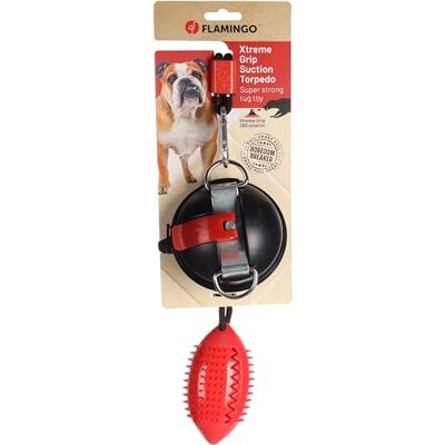 Flamingo Muro Rugby i przyssawka zabawka z czerwoną liną 60 cm przyssawka z klipsem Małe kulki masują dziąsła Pomaga zredukować płytkę nazębną Flamingo Muro Rugby i przyssawka zabawka z czerwoną liną 60 cm przyssawka z klipsem Małe kulki masują dziąsła Pomaga zredukować płytkę nazębną