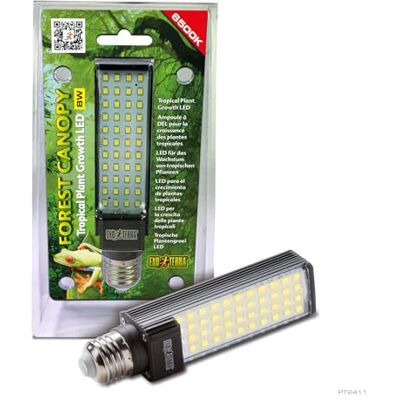 Exo Terra Energooszczędna lampa LED Forest Canopy, do wzrostu roślin tropikalnych, do terrariów, ze zintegrowanym statecznikiem, 8 W, E27, 6500 K, 1 sztuka (1 opakowanie) Exo Terra Energooszczędna lampa LED Forest Canopy, do wzrostu roślin tropikalnych, do terrariów, ze zintegrowanym statecznikiem, 8 W, E27, 6500 K, 1 sztuka (1 opakowanie)