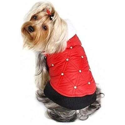 Hip Doggie HD-5RPRD-L Rhinestone Puffer Vest kurtka dla psa, L, czerwona Hip Doggie HD-5RPRD-L Rhinestone Puffer Vest kurtka dla psa, L, czerwona
