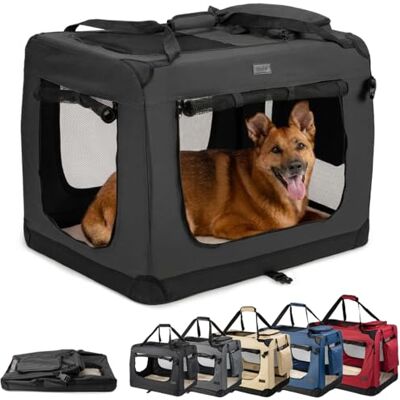 lionto Składany transporter dla psa do podróży i samochodu, 82x58x58 cm, wytrzymały transporter z uchwytami i kocem dla kota i psa do 18 kg, mocna torba z tkaniny, czarny lionto Składany transporter dla psa do podróży i samochodu, 82x58x58 cm, wytrzymały transporter z uchwytami i kocem dla kota i psa do 18 kg, mocna torba z tkaniny, czarny