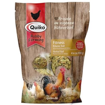 Quiko Hobby Farming – Fitness kula z ziół dla kur 4 × 100 g – Akcesoria dla kur – Zabawki dla kur – Kolorowa kula fitness z aromatycznymi ziołami i przysmakami – Wspomaga naturalne dziobanie kur Quiko Hobby Farming – Fitness kula z ziół dla kur 4 × 100 g – Akcesoria dla kur – Zabawki dla kur – Kolorowa kula fitness z aromatycznymi ziołami i przysmakami – Wspomaga naturalne dziobanie kur
