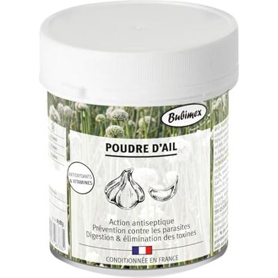 Bubimex Czosnek w proszku 100% naturalny suplement diety dla psów i kotów Bogaty w przeciwutleniacze Antyseptyczne, przeciwpasożytnicze, trawienie i usuwanie toksyn 400g Bubimex Czosnek w proszku 100% naturalny suplement diety dla psów i kotów Bogaty w przeciwutleniacze Antyseptyczne, przeciwpasożytnicze, trawienie i usuwanie toksyn 400g