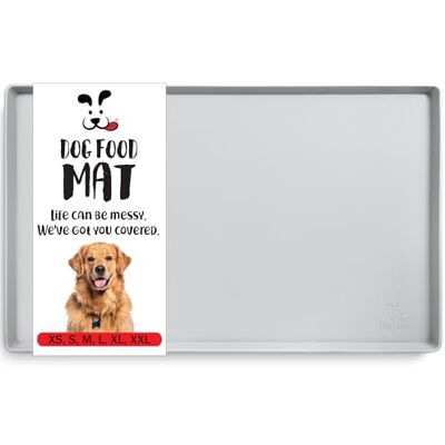 DogBuddy Mata pod miski na karmę i wodę dla psa, wodoodporna, silikonowa, na podłogę, do karmienia zwierząt domowych, antypoślizgowa podkładka z podwyższonym brzegiem (L: 61 x 40 cm, jasnoszara) DogBuddy Mata pod miski na karmę i wodę dla psa, wodoodporna, silikonowa, na podłogę, do karmienia zwierząt domowych, antypoślizgowa podkładka z podwyższonym brzegiem (L: 61 x 40 cm, jasnoszara)