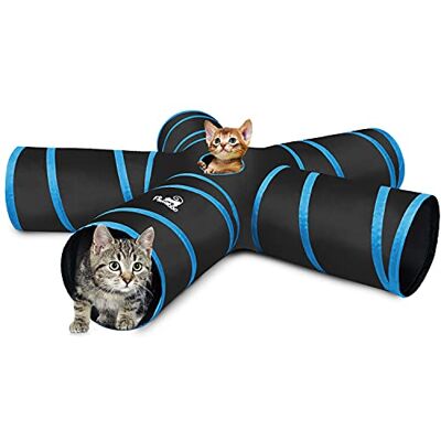 Pawaboo Zabawki dla kotów, składana tunel z dzwonkami, 25 x 53 cm, niebieska Pawaboo Zabawki dla kotów, składana tunel z dzwonkami, 25 x 53 cm, niebieska