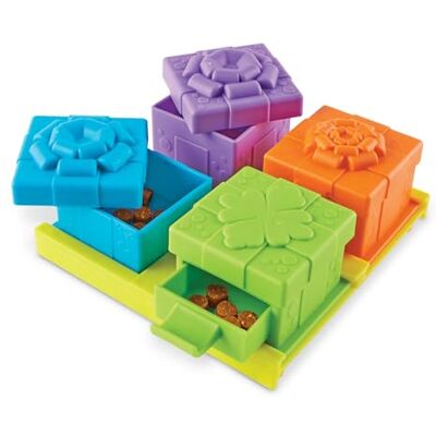 BrightKins Przyjęcie niespodzianka! Puzzle dla zwierząt domowych, interaktywne zabawki dla psów, dozownik smakołyków, interaktywna gra powolne karmienie, 3 interaktywne poziomy umiejętności, 9 sztuk BrightKins Przyjęcie niespodzianka! Puzzle dla zwierząt domowych, interaktywne zabawki dla psów, dozownik smakołyków, interaktywna gra powolne karmienie, 3 interaktywne poziomy umiejętności, 9 sztuk