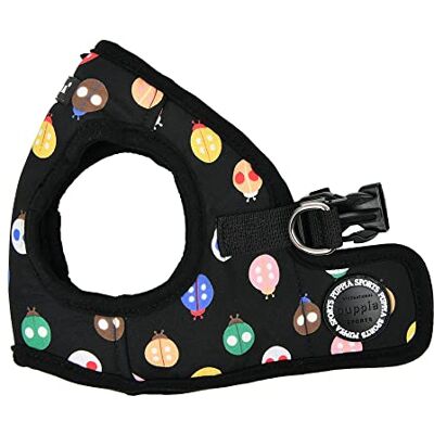 Puppia Lady Beetle Step-in kamizelka dla psa, bez zadławienia, bez ciągnięcia, trening chodzenia, dla małych i średnich psów, czarna, rozmiar M Puppia Lady Beetle Step-in kamizelka dla psa, bez zadławienia, bez ciągnięcia, trening chodzenia, dla małych i średnich psów, czarna, rozmiar M