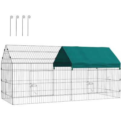 PawHut Kurnik z stali z 4 drzwiami 220 x 85 x 103 cm, zielony Wybieg, dach wodoodporny, wybieg dla królików, kur i szynszyli PawHut Kurnik z stali z 4 drzwiami 220 x 85 x 103 cm, zielony Wybieg, dach wodoodporny, wybieg dla królików, kur i szynszyli