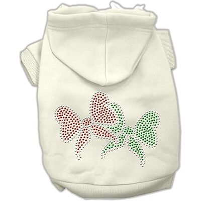Mirage Pet Products Świąteczne kokardki kryształ górski bluza z kapturem, mała 25 cm, kremowa Mirage Pet Products Świąteczne kokardki kryształ górski bluza z kapturem, mała 25 cm, kremowa