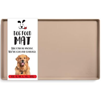 DogBuddy Mata pod miski na karmę i wodę dla psa, wodoodporna, silikonowa, na podłogę, do karmienia zwierząt domowych, antypoślizgowa podkładka z podwyższonym brzegiem (S: 48 x 30 cm, szarobrązowa) DogBuddy Mata pod miski na karmę i wodę dla psa, wodoodporna, silikonowa, na podłogę, do karmienia zwierząt domowych, antypoślizgowa podkładka z podwyższonym brzegiem (S: 48 x 30 cm, szarobrązowa)