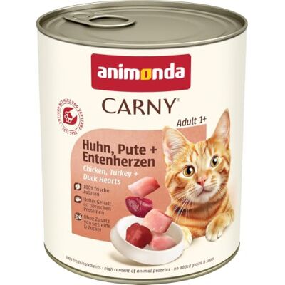 Animonda Dorosły karma dla kotów, mokra karma dla dorosłych kotów, kurczak, indyk + kacze serca, 6 x 800 g Animonda Dorosły karma dla kotów, mokra karma dla dorosłych kotów, kurczak, indyk + kacze serca, 6 x 800 g