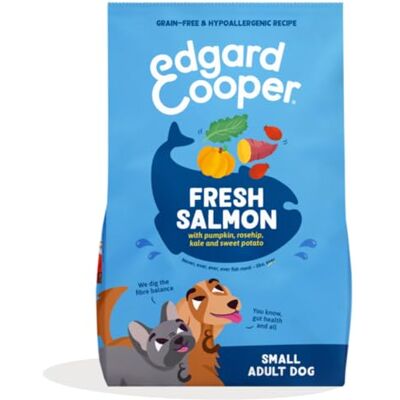Edgard & Cooper Crochette dla dorosłych psów dla małych psów (3 kg), świeży łosoś, hipoalergiczny przepis z dynią, jarmużem i słodkimi ziemniakami bez mąki mięsnej Edgard & Cooper Crochette dla dorosłych psów dla małych psów (3 kg), świeży łosoś, hipoalergiczny przepis z dynią, jarmużem i słodkimi ziemniakami bez mąki mięsnej