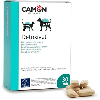 CAMON Detoxivet, karma uzupełniająca dla psów i kotów, 30 tabletek po 1000 mg, oczyszczająca i ochronna wątroba CAMON Detoxivet, karma uzupełniająca dla psów i kotów, 30 tabletek po 1000 mg, oczyszczająca i ochronna wątroba